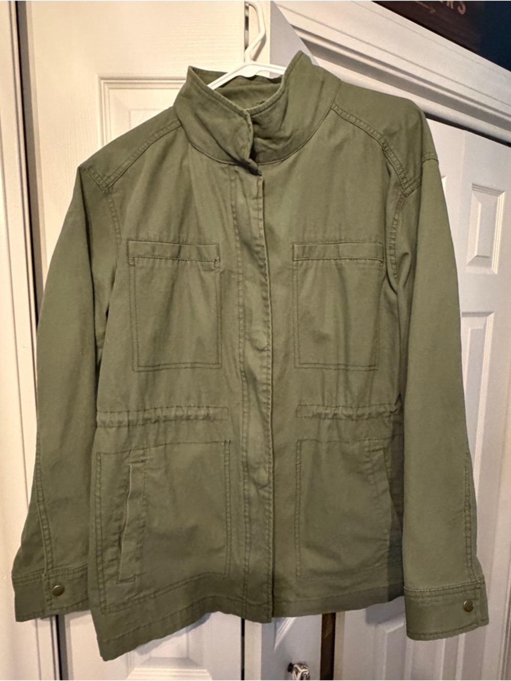 Old Navy Women's Full Zip Utility Jacket Large Long Sleeve Green Pockets